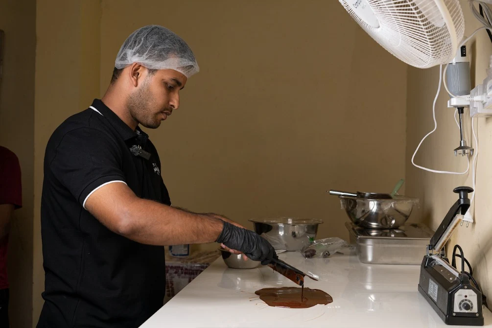 Making chocolate by hand in the Sukris kitchen